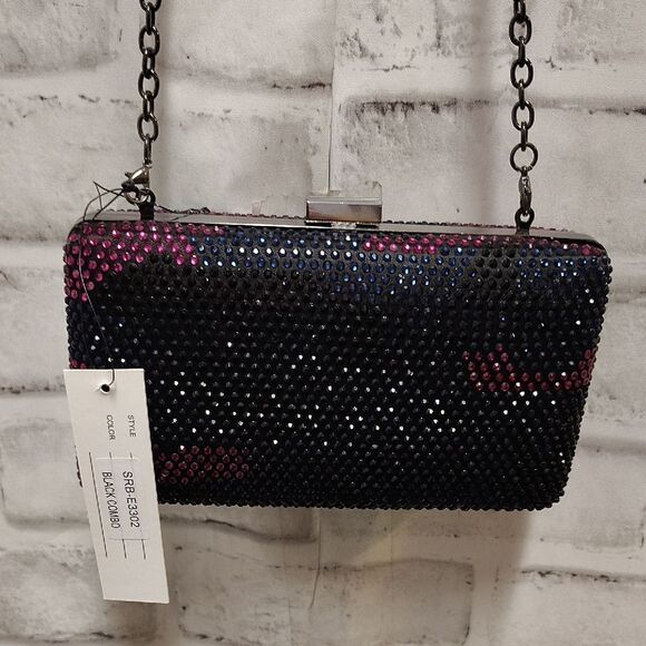 Sondra Roberts Black and Pink Crystal Clutch - Picture 1 of 5